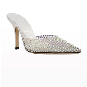 Paris Texas Hollywood Metallic Crystal Mule Pumps